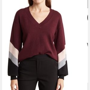 Laundry by Shelli Segal NWT Wine Colorblock Sweater Small